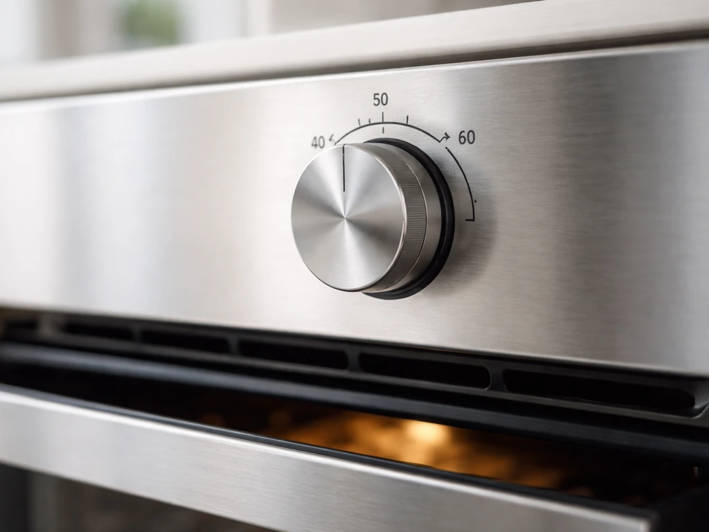 Cadran et thermostat d’un four ménager réglés à une température basse, pour un séchage doux.