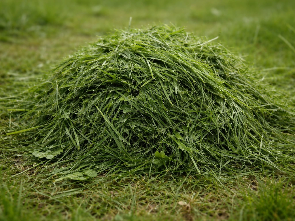 Tas d’herbe coupée en couche épaisse, encore humide, montrant pourquoi elle ne sèche pas
